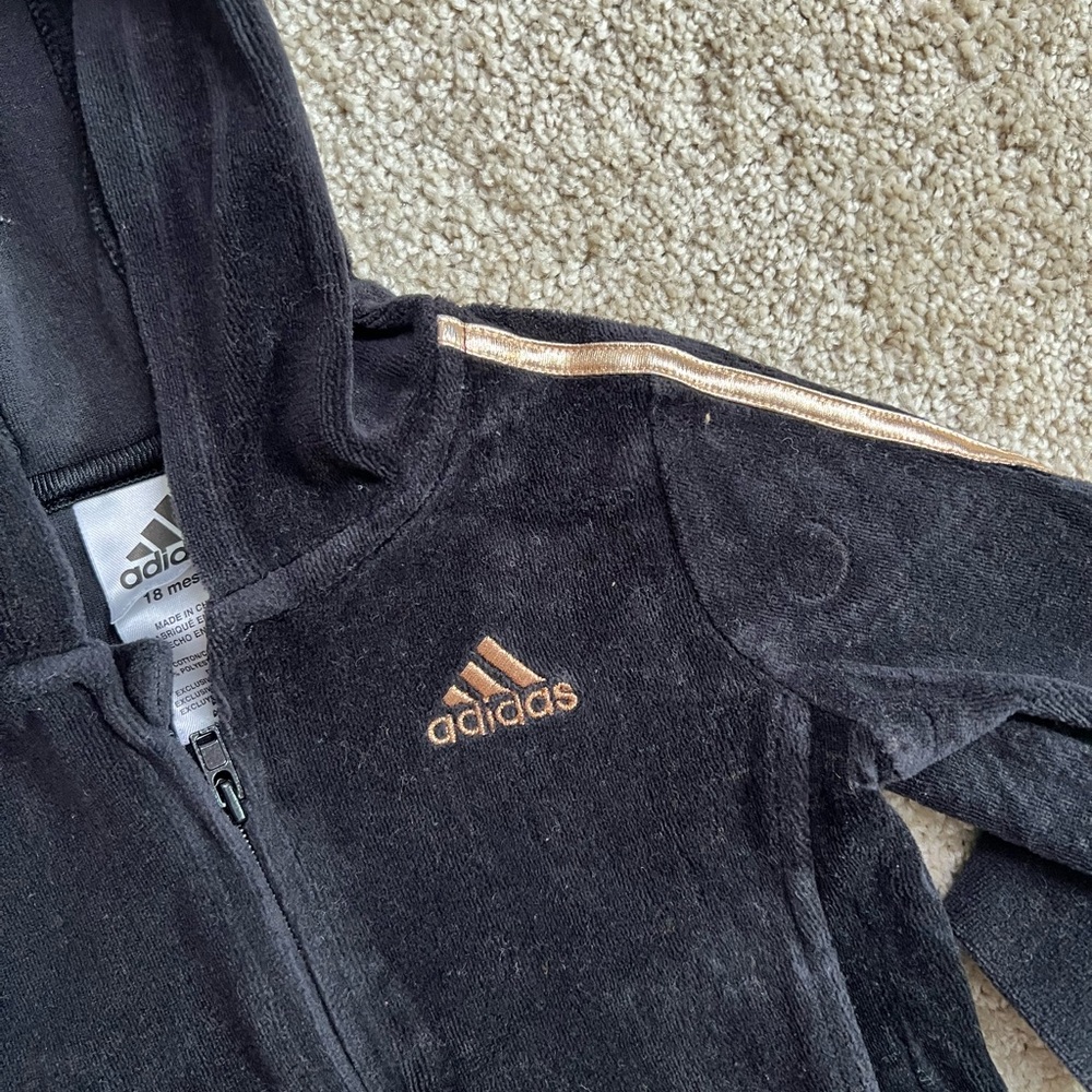 Adidas Kids Black Tracksuit with Gold Stripes - Picture 5 of 7